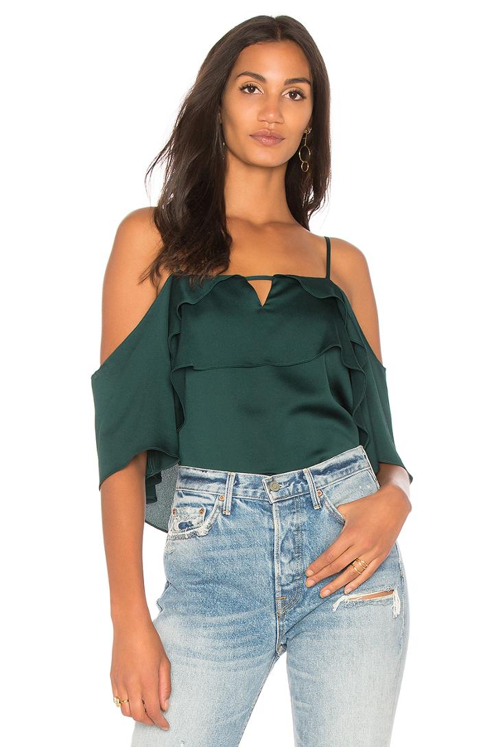 Cold Shoulder Blouse With Layered Ruffles