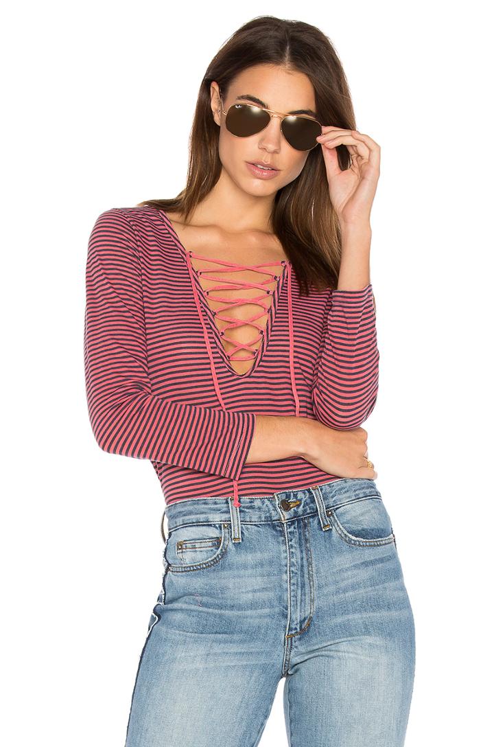 Skinny Stripe Lace Up Tee