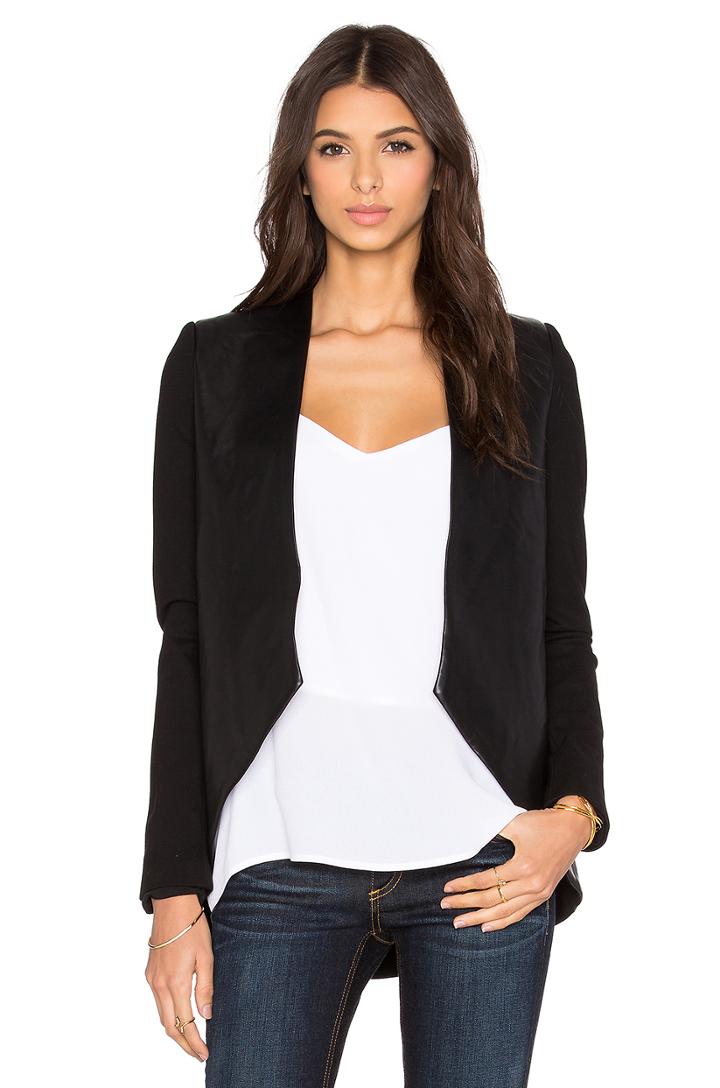 Leather Front Blazer