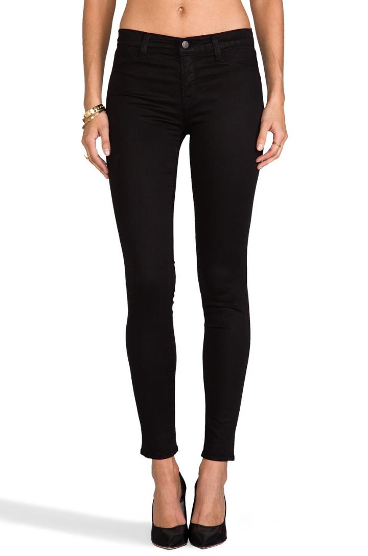 J Brand Mid Rise Super Skinny In Black