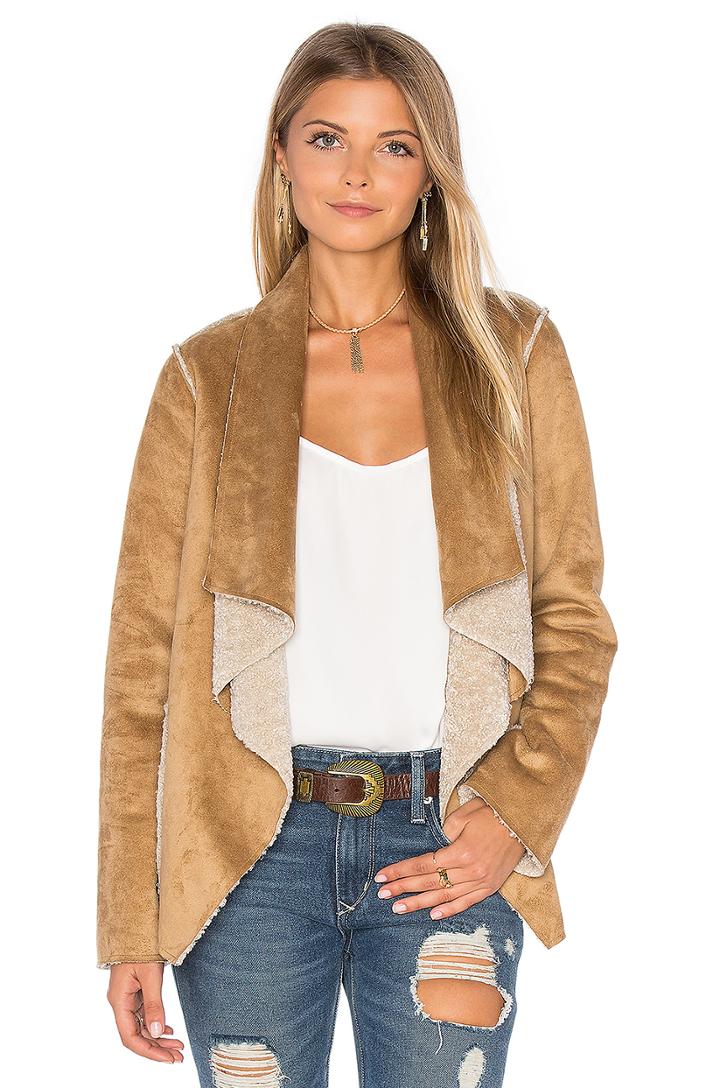 Zariah Drape Front Faux Fur Jacket