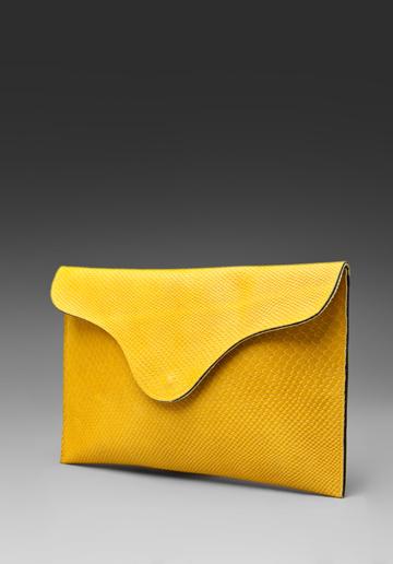 J.j. Winters Large Envelope Clutch In Yellow Boa