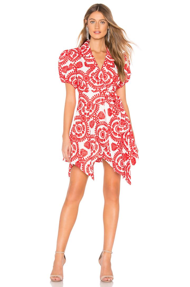 Impressed Mini Dress In Ivory & Red