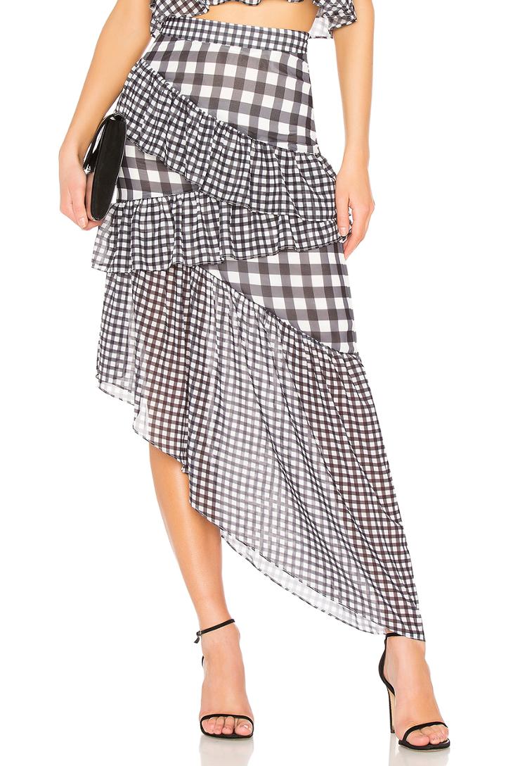 Asymmetric Ruffle Maxi Skirt