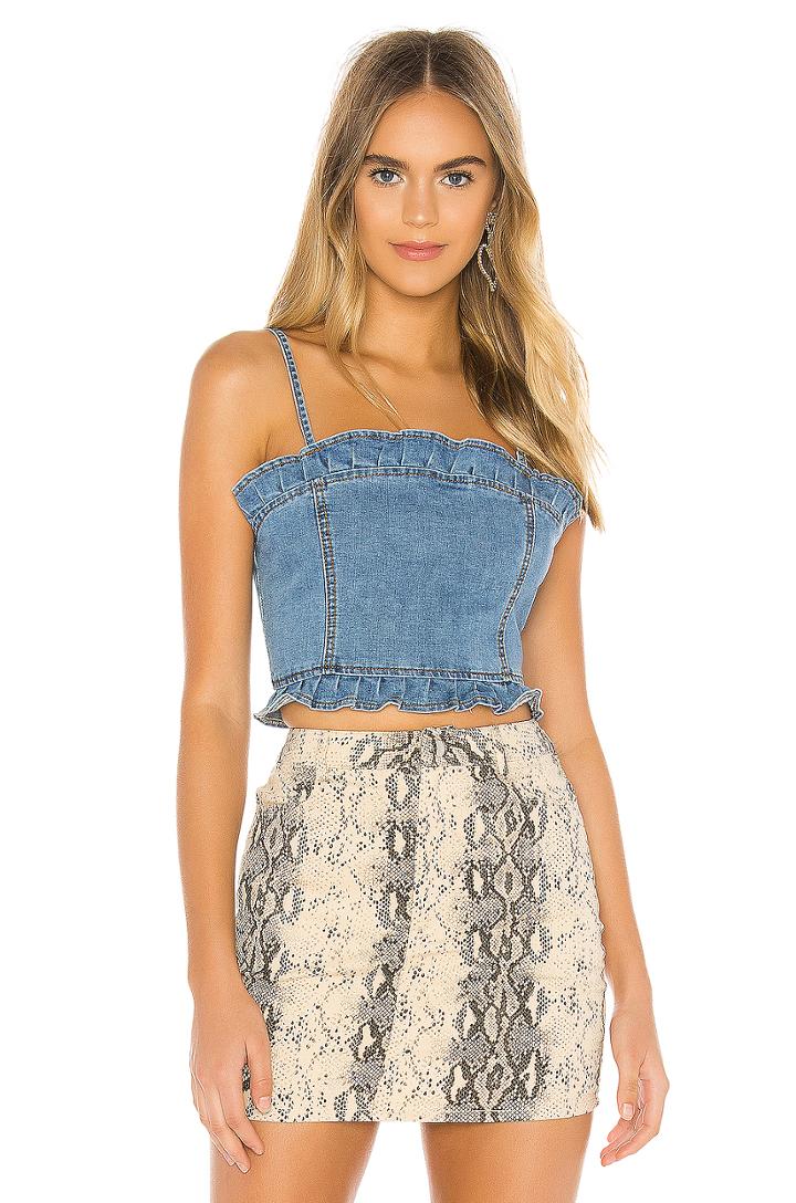 Dominique Frill Denim Top