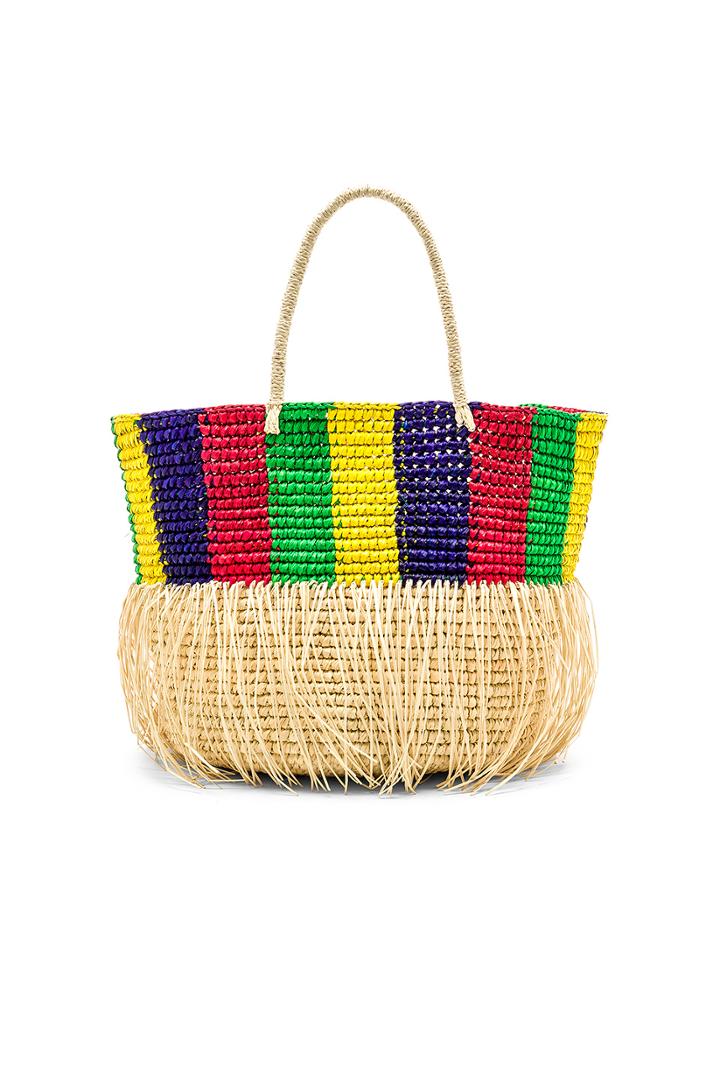 Multistripes Fringe Maxi Tote