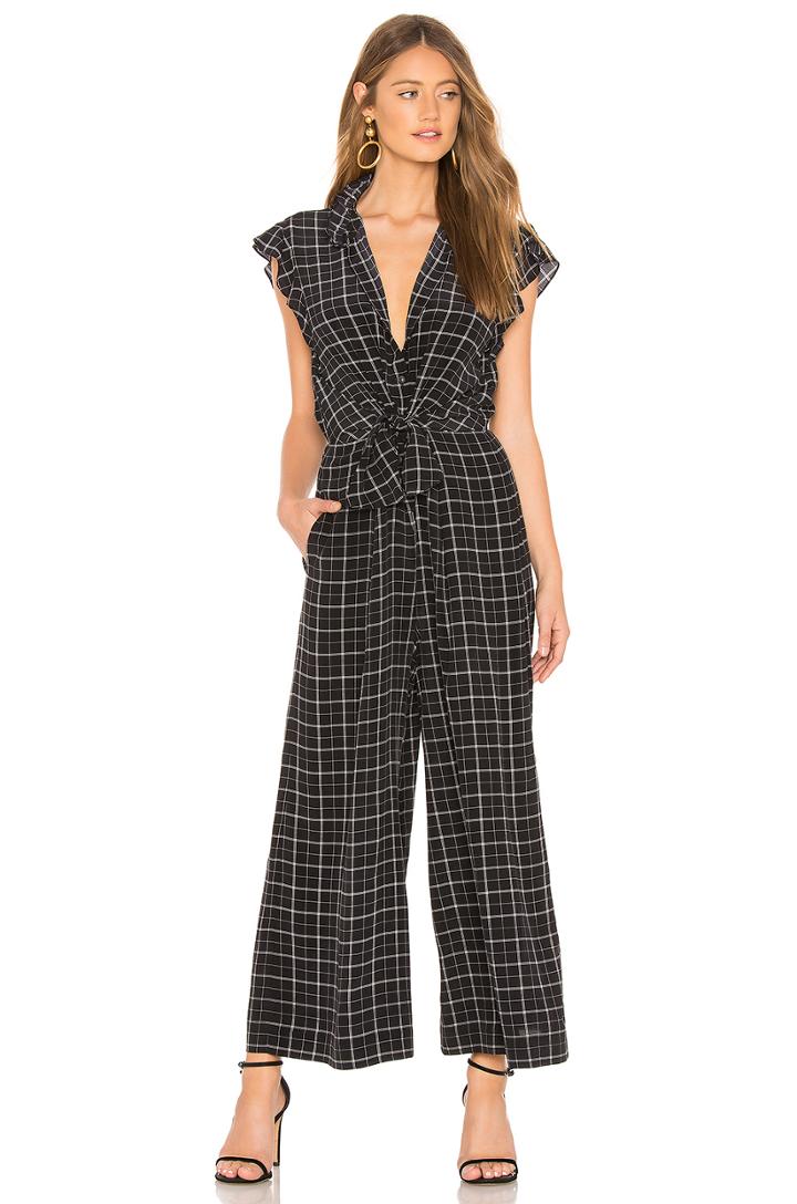 Sleeveless Plaid Silk Jumpsuit