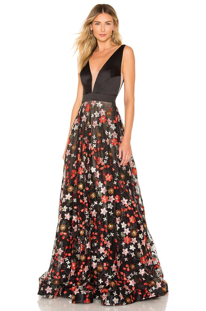 Embroidered Floral Gown