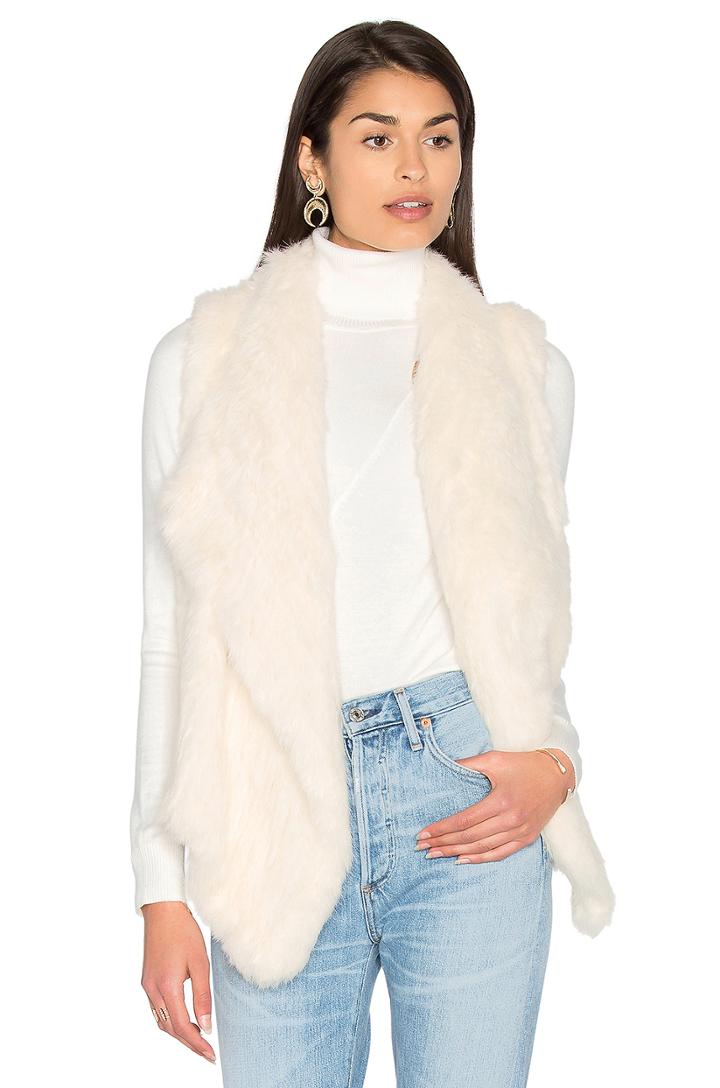Drape Front Rabbit Fur Vest