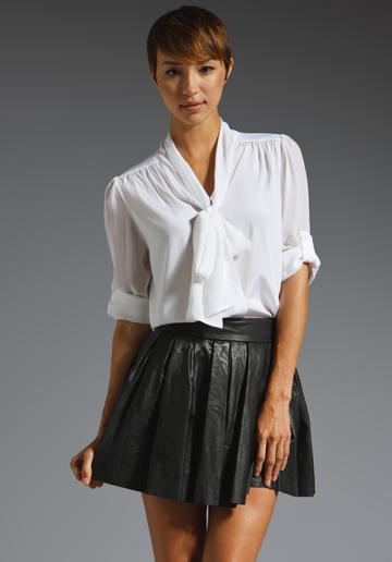 Alice + Olivia Arie Tie Neck Blouse In White