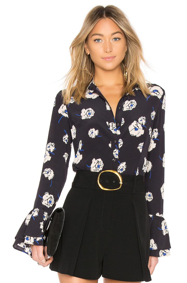 Ruffle Sleeve Button Down Blouse