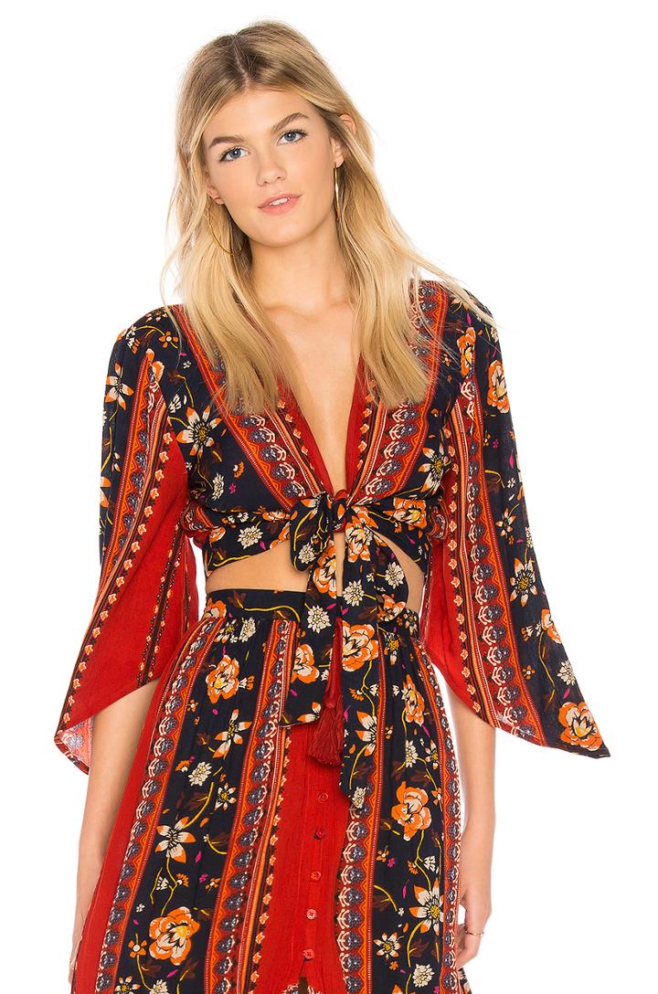 Bohemian Tie Front Blouse