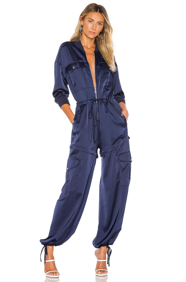 Satin Convertible Cargo Jumpsuit