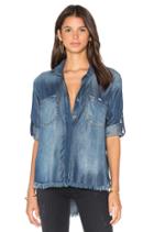 Frayed Hem Split Back Button Down