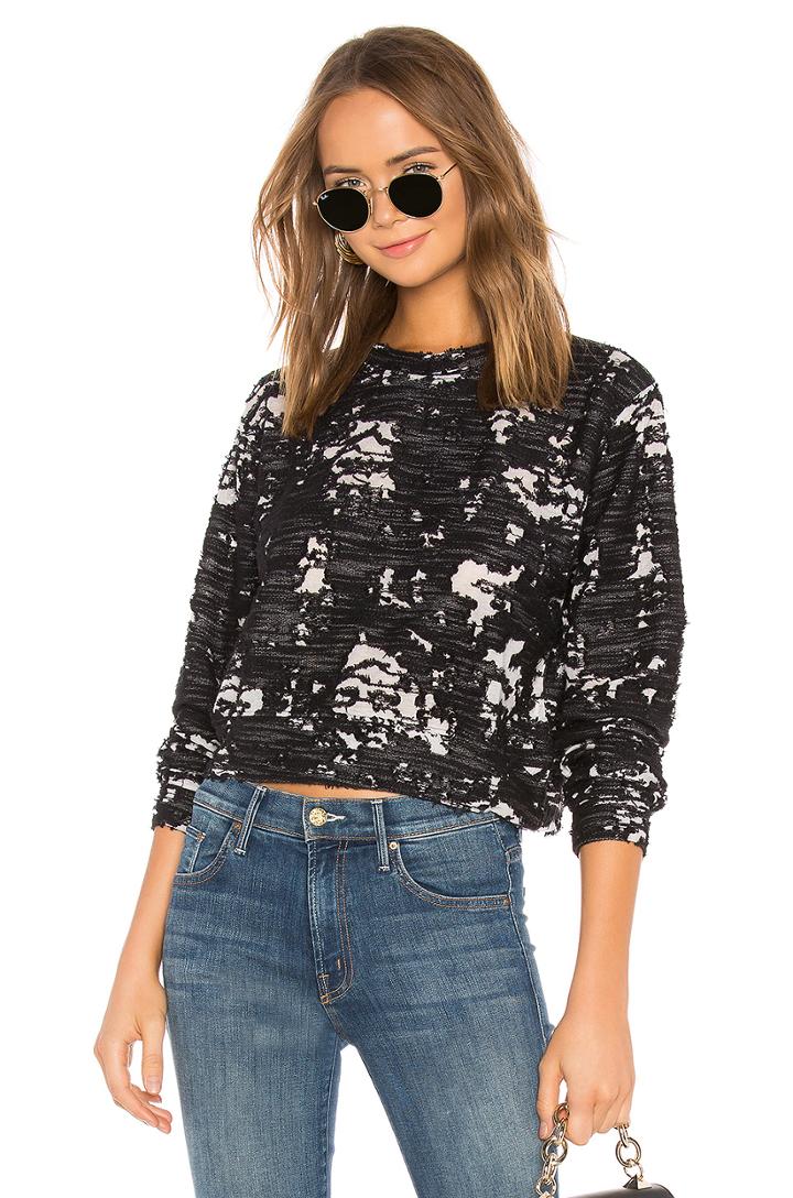 Destroyed Knit Cropped Sweatshirt