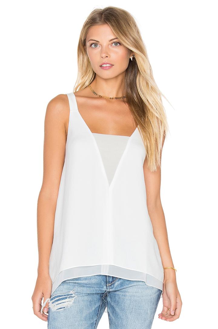 Sleeveless Chiffon Inset Tank