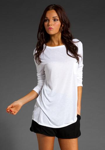 T By Alexander Wang Classic Long Sleeve T With Pocket In White