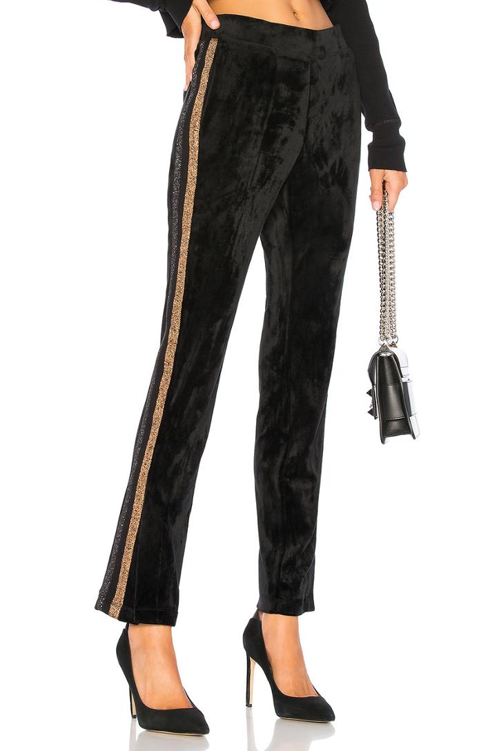 Velvet Side Slit Track Pant