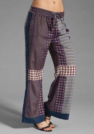 Central Park West Central Park West Maui Scarf Print Wide Leg Pant In Blue