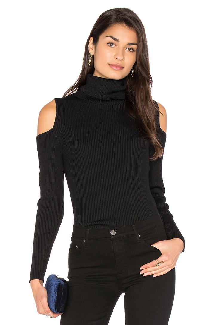 Cut Out Ribbed Turtleneck Sweater