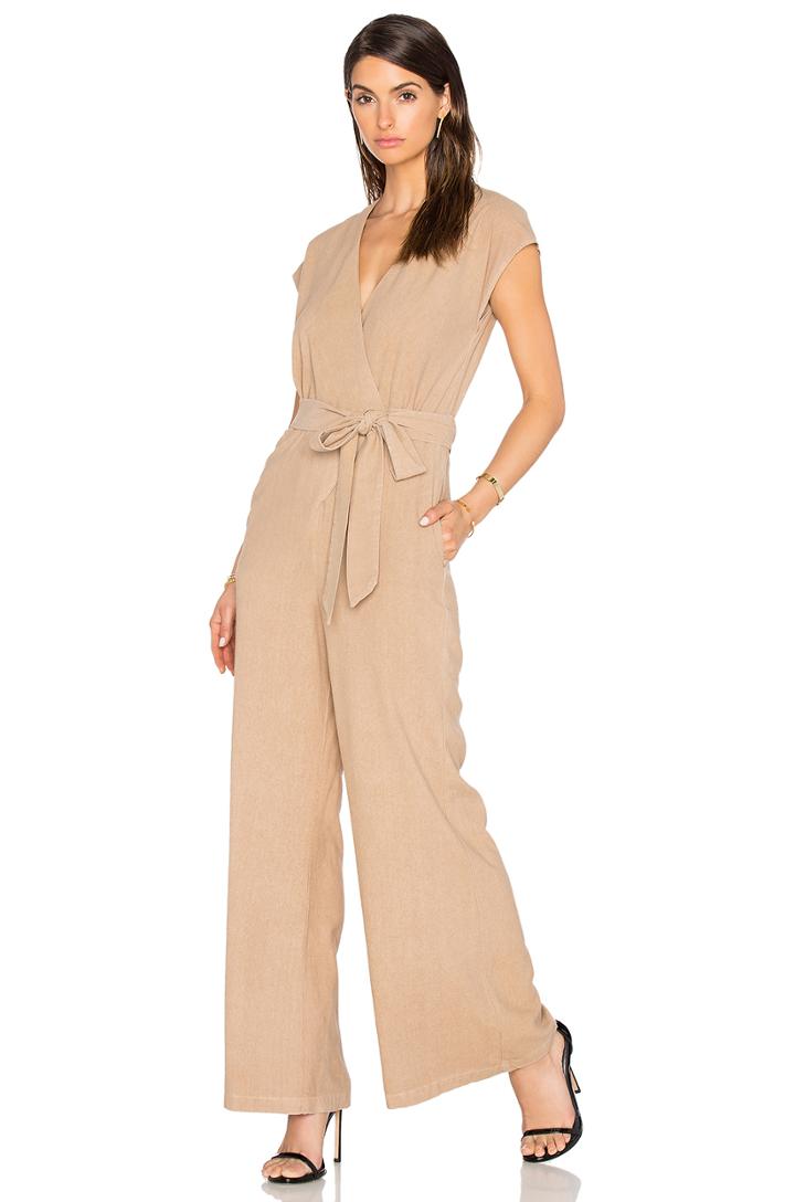 Silk Noil Wrap Tie Jumpsuit