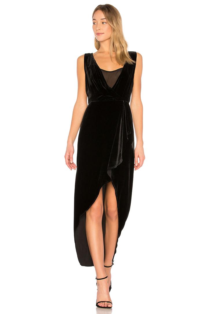 Ria Asymmetrical Wrap Dress In Black