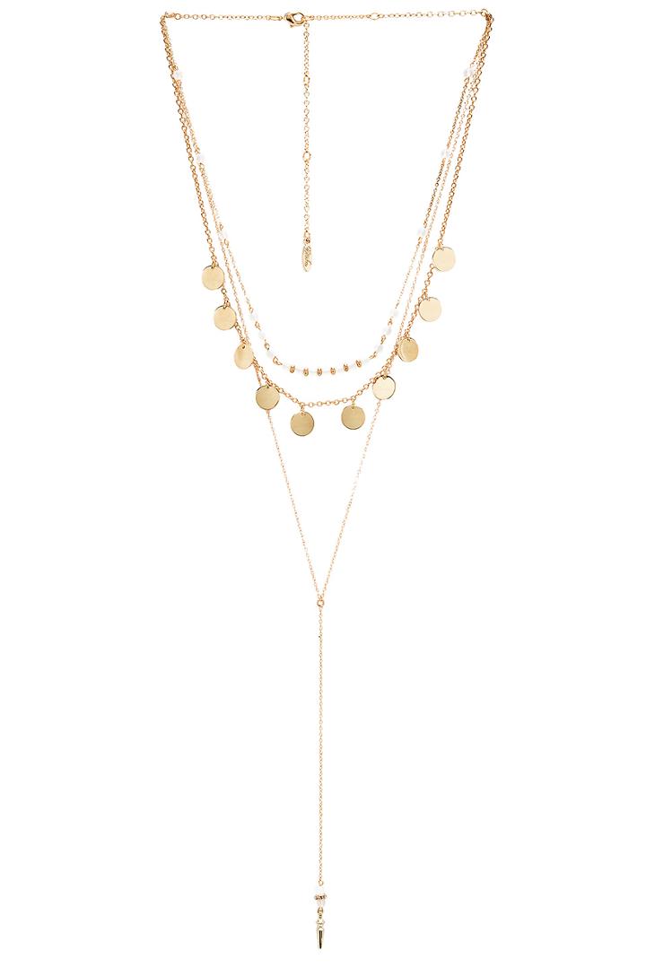 Layered Beaded Disc Lariat Necklace