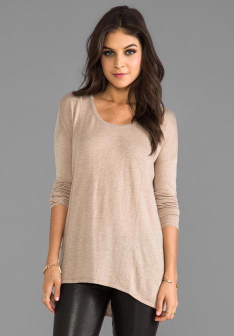C&c California Long Sleeve Hi-low Cashmere Blend Sweater In Brown ...