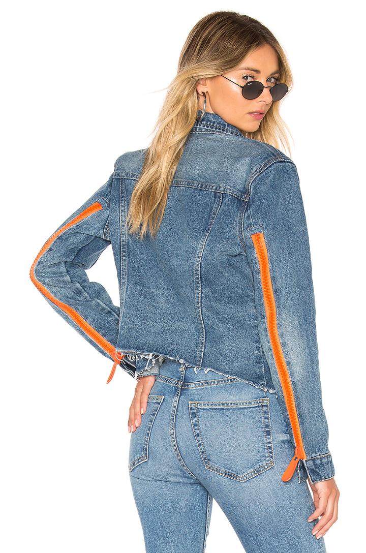Exposed Zipper Denim Tucker Jacket