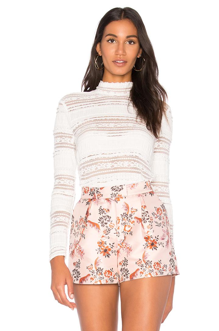 Mock Neck Textured Lace Top