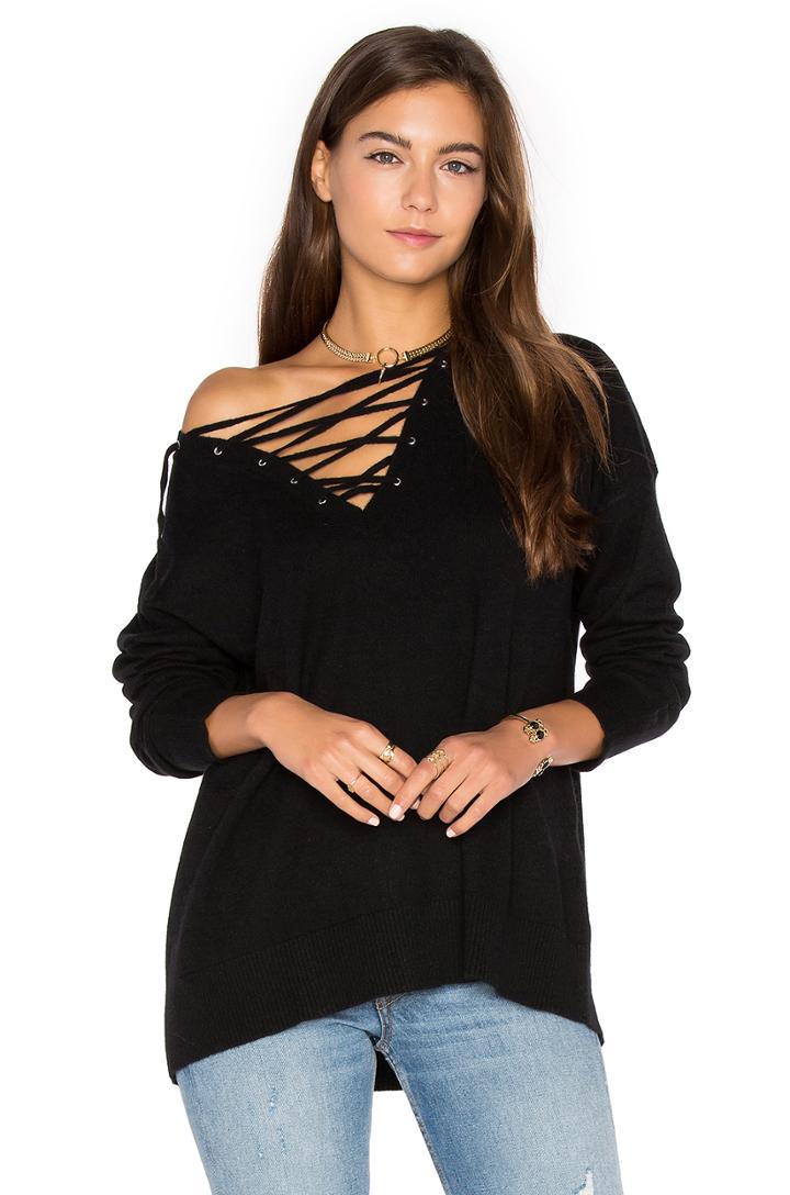 Lace Up Knit Sweater