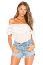 Off Shoulder Ruffle Top With Trim