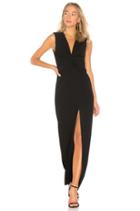 V Neck Ruched Front Gown