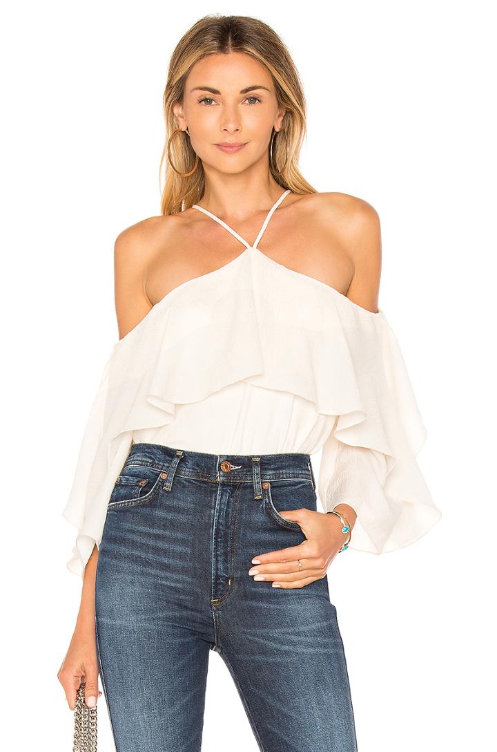 Flutter Sleeve Cold Shoulder Top