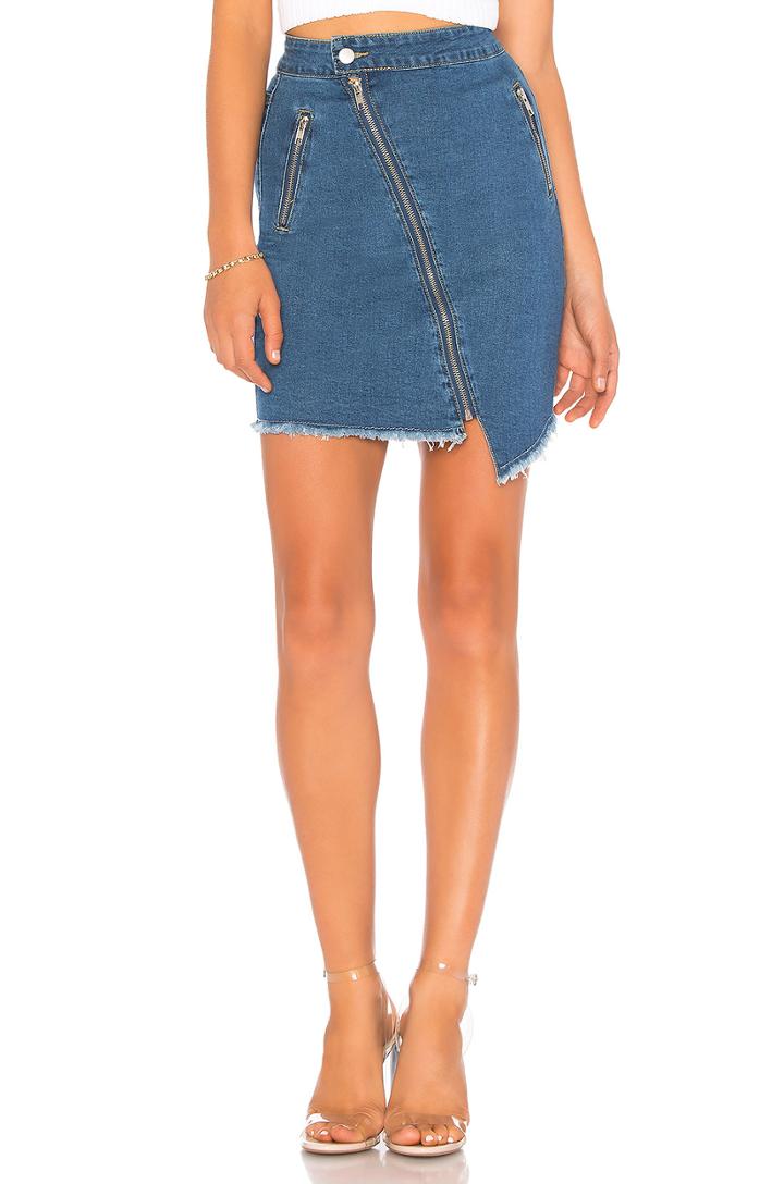 Katie Denim Moto Skirt