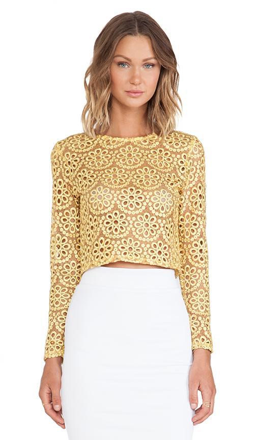 Alexis Laiden Lace Crop Top In Yellow