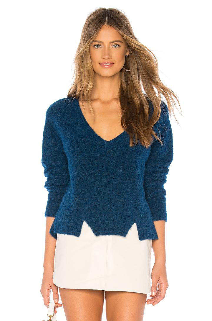 Cropped V Neck Alpaca Sweater