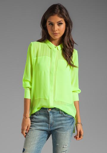 Pjk Pjk Patterson J  Kincaid Nova Hi Lo Blouse In Neon Yellow