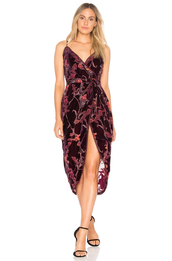 Burnout Velvet Wrap Dress