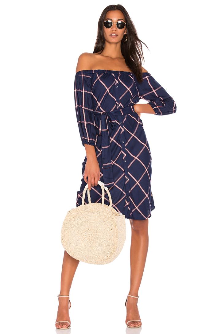 Reily Plaid Off The Shoulder Dress