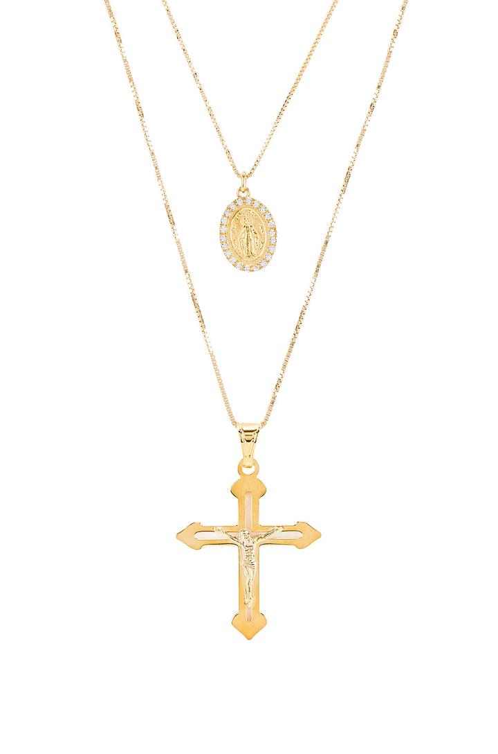 Crucifix Medal Layering Set