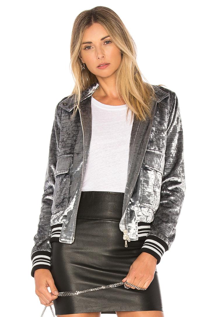 Croc Velvet Bomber Jacket