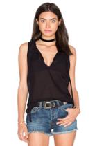 Peasant Voile Ruffle Neck Henley Tank