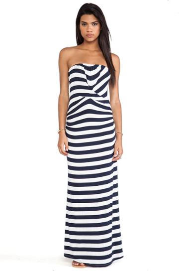 Ella Moss Isla Striped Strapless Maxi Dress In Navy