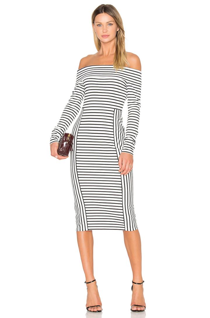 Long Sleeve Off The Shoulder Midi Dress