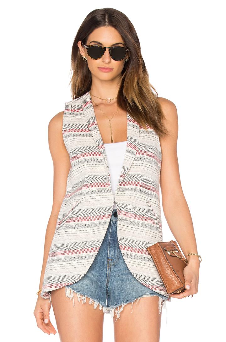 Crochet Stripe Sleeveless Blazer