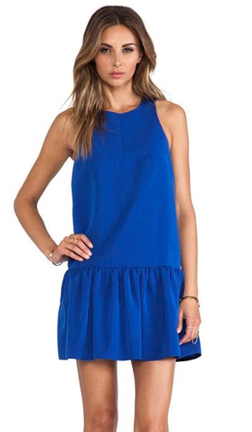 Tibi Katia Faille Dress In Blue