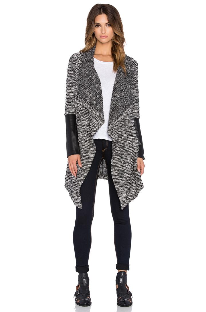 Boucle Long Open Front Cardigan