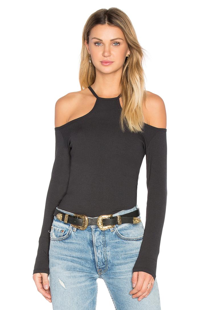 Cut Out Rib Long Sleeve Top