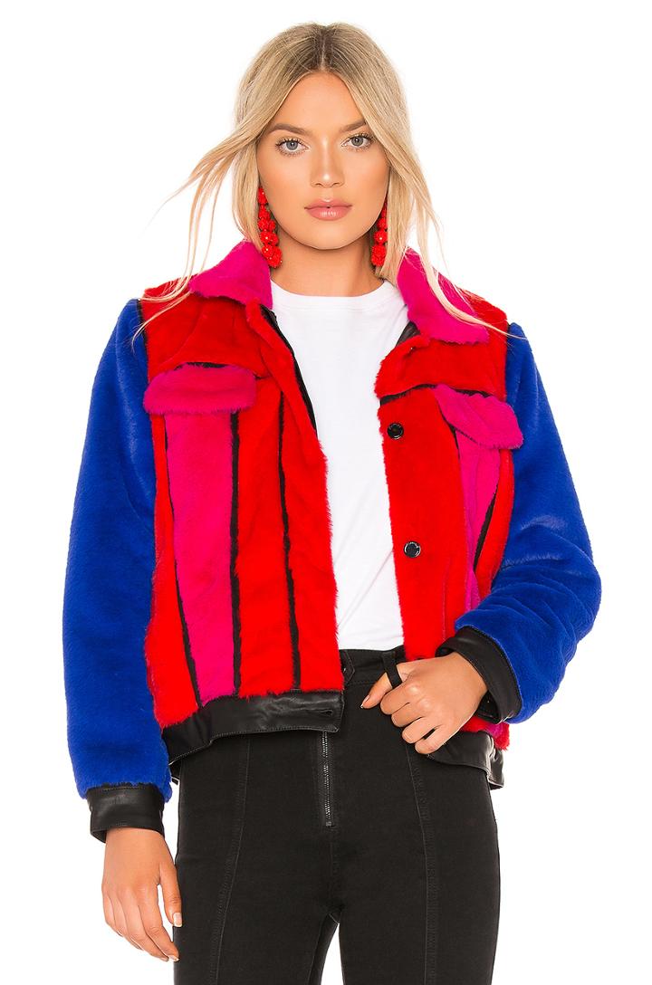 Multi Color Faux Fur Jacket